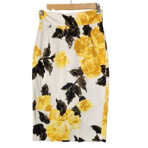 Pinup Couture Pencil Skirt Size XS Multicolor Floral Rose Print Retro Rockabilly